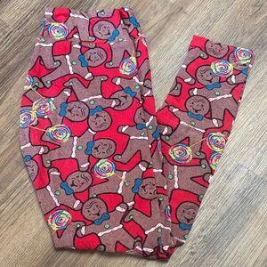 LuLaRoe Red and Brown Patterned Leggings